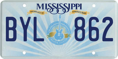 MS license plate BYL862