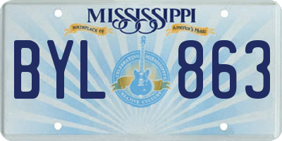 MS license plate BYL863