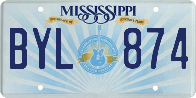 MS license plate BYL874