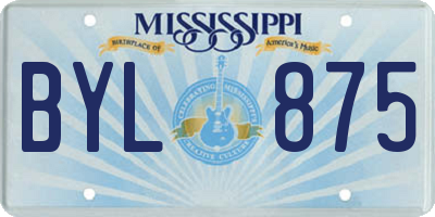 MS license plate BYL875