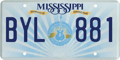 MS license plate BYL881