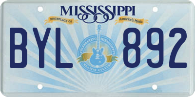 MS license plate BYL892