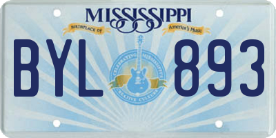 MS license plate BYL893