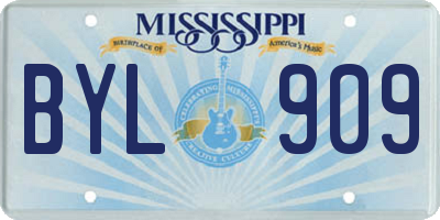 MS license plate BYL909