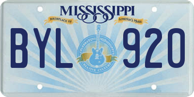 MS license plate BYL920