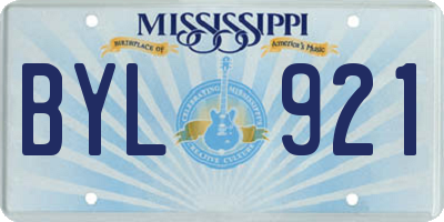 MS license plate BYL921