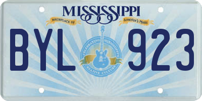 MS license plate BYL923
