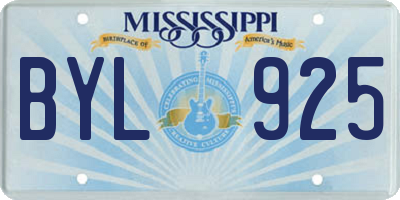 MS license plate BYL925
