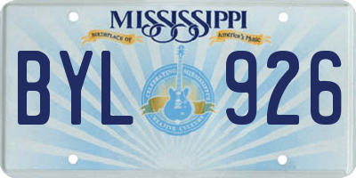 MS license plate BYL926