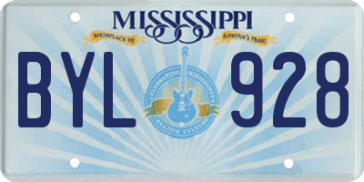 MS license plate BYL928