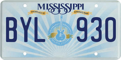 MS license plate BYL930