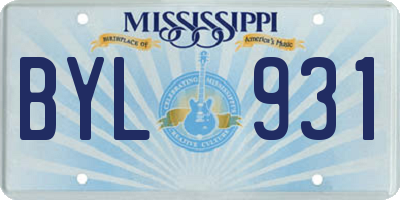 MS license plate BYL931