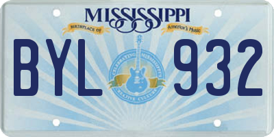 MS license plate BYL932