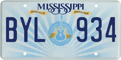 MS license plate BYL934