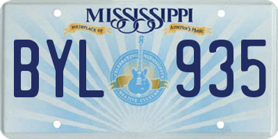 MS license plate BYL935