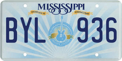 MS license plate BYL936