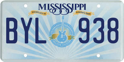 MS license plate BYL938