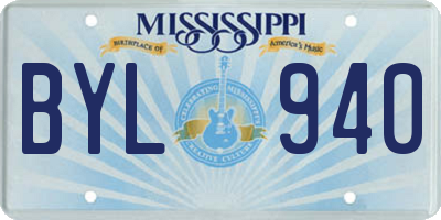 MS license plate BYL940