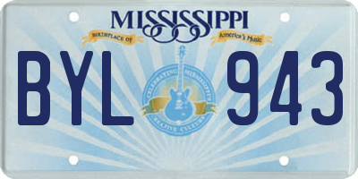 MS license plate BYL943