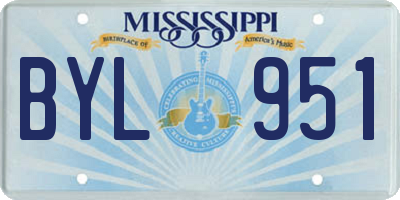 MS license plate BYL951