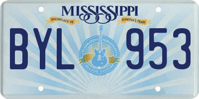 MS license plate BYL953