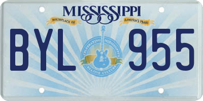 MS license plate BYL955