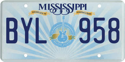 MS license plate BYL958