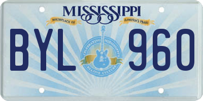 MS license plate BYL960