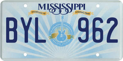 MS license plate BYL962