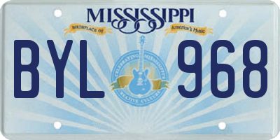 MS license plate BYL968