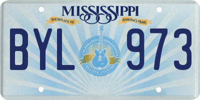 MS license plate BYL973