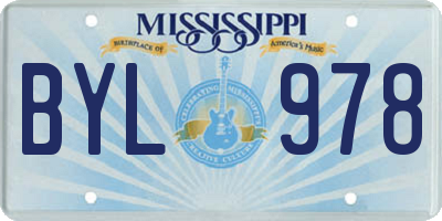 MS license plate BYL978