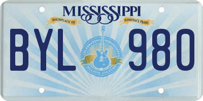 MS license plate BYL980