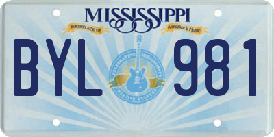 MS license plate BYL981