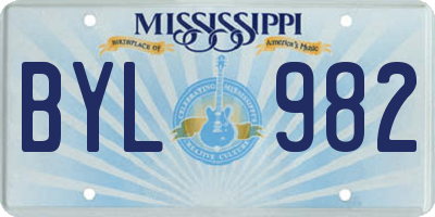 MS license plate BYL982