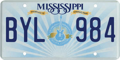 MS license plate BYL984