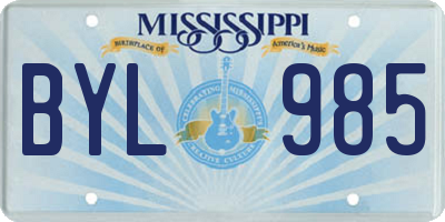 MS license plate BYL985