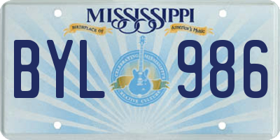 MS license plate BYL986