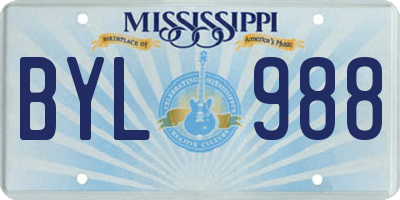 MS license plate BYL988