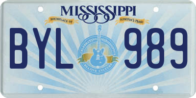 MS license plate BYL989