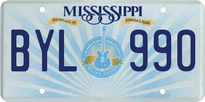 MS license plate BYL990