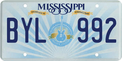 MS license plate BYL992