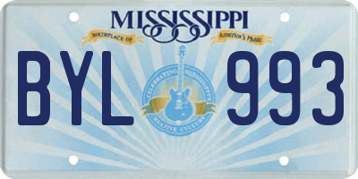 MS license plate BYL993