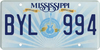 MS license plate BYL994