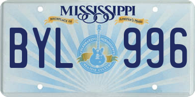 MS license plate BYL996