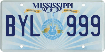 MS license plate BYL999
