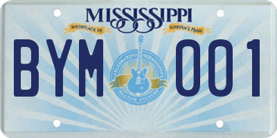 MS license plate BYM001