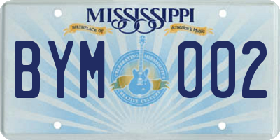 MS license plate BYM002