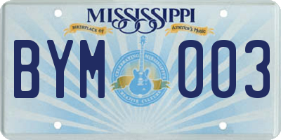 MS license plate BYM003