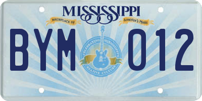 MS license plate BYM012
